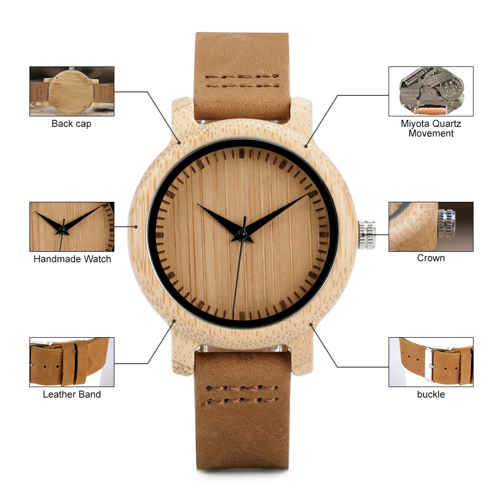 relogio masculino Couple Watch BOBO BIRD Men Women Bamboo Wristwatch Genuine Leather Band Engrave Name Customized Gift with Box