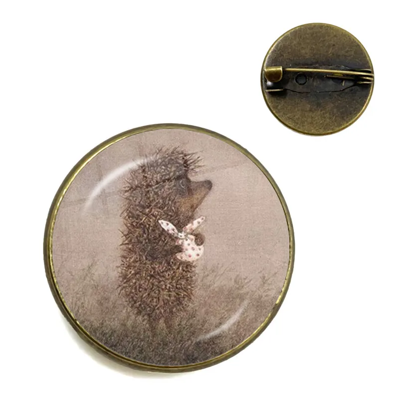 Vintage Hedgehog Brooch Cute Animal Pins Fashion Jewelry Brooches Antique Bronze Plated Collar Pin For Women Men Gift