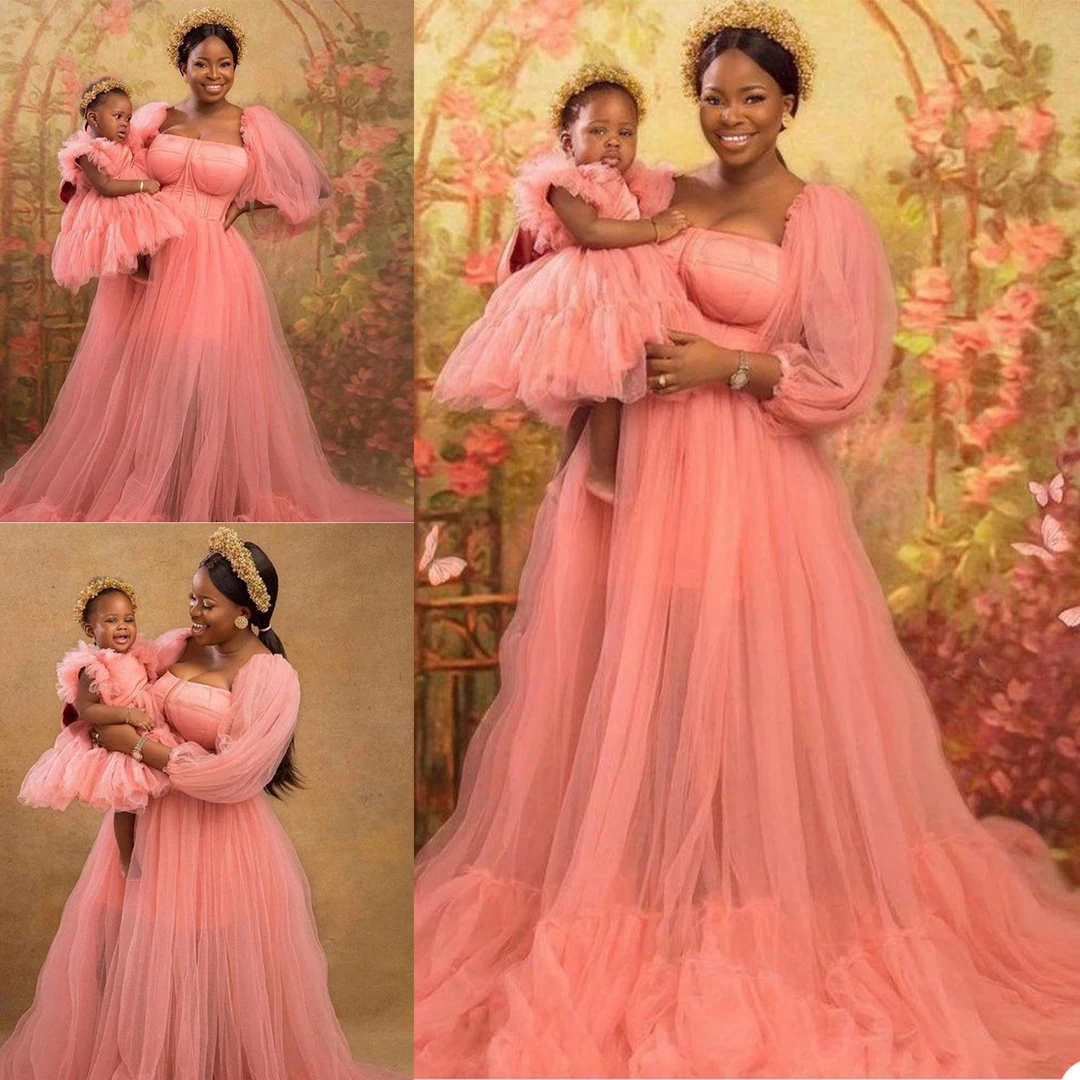 Fashion Evening Dresses Maternity Robes For Photo Shoot Custom Made Lace Tulle Tiered Ruffled Maternity Dresses Maternity Gowns