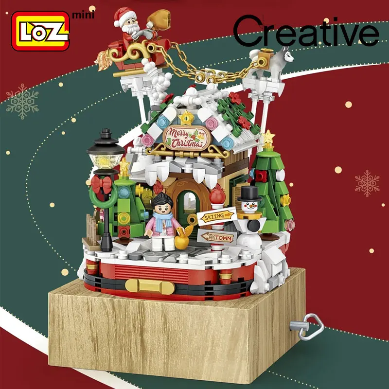 LOZ Mini Particle Building Blocks Christmas Tree Music Box Lego Toys Girls Christmas Gifts