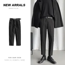 Koreańskie czarne spodnie garniturowe Mężczyźni Slim Fashion Solid Color Business Society Dress Pants Mężczyźni Proste spodnie Mężczyźni Soffice Formal Trousers