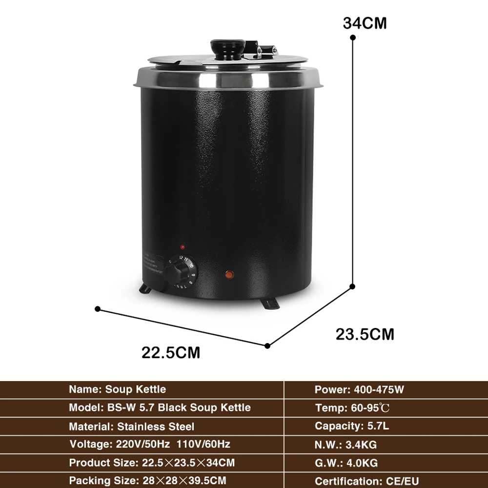 ITOP-hervidor de sopa eléctrico de 5,7 L, 300W, 60 ~ 95 °C, máquina de calor para comida, calentador comercial de acero inoxidable para Buffet y restaurante