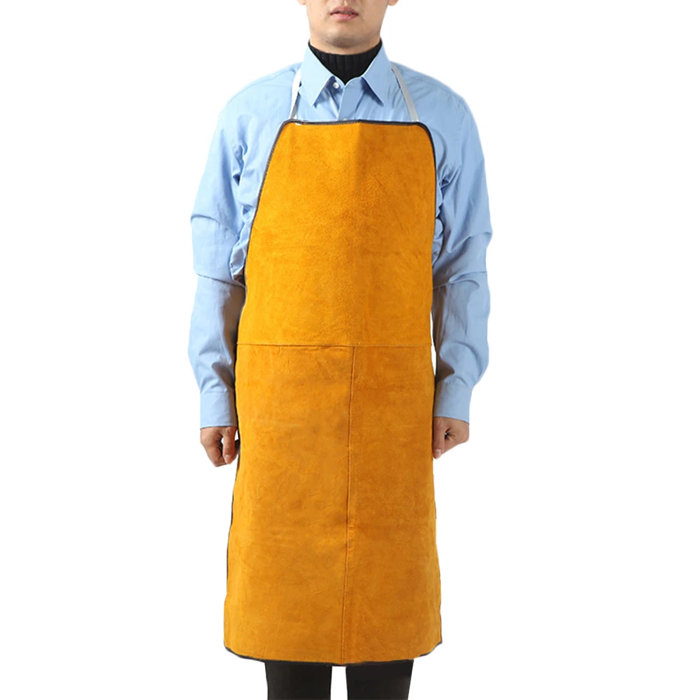 Sleeveless Unisex Brown Leather Welder Blacksmith Apron Heavy Duty Flame Retardant Welding Safety Workwear Protective Clothing