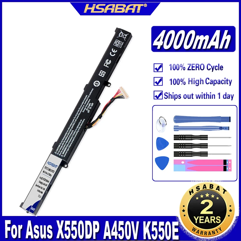 HSABAT A550D K751L X751L 4000mAh Battery for Asus X550DP A450V K550E X750J F450 P750LB X751MA F450C R752L X751MD F450E R752MA