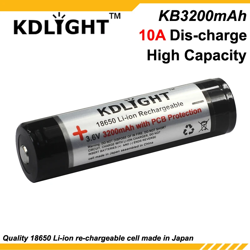 KDLIGHT KB3200mAh 3.6V 3200mAh Rechargeable Li-ion 18650 Battery with PCB