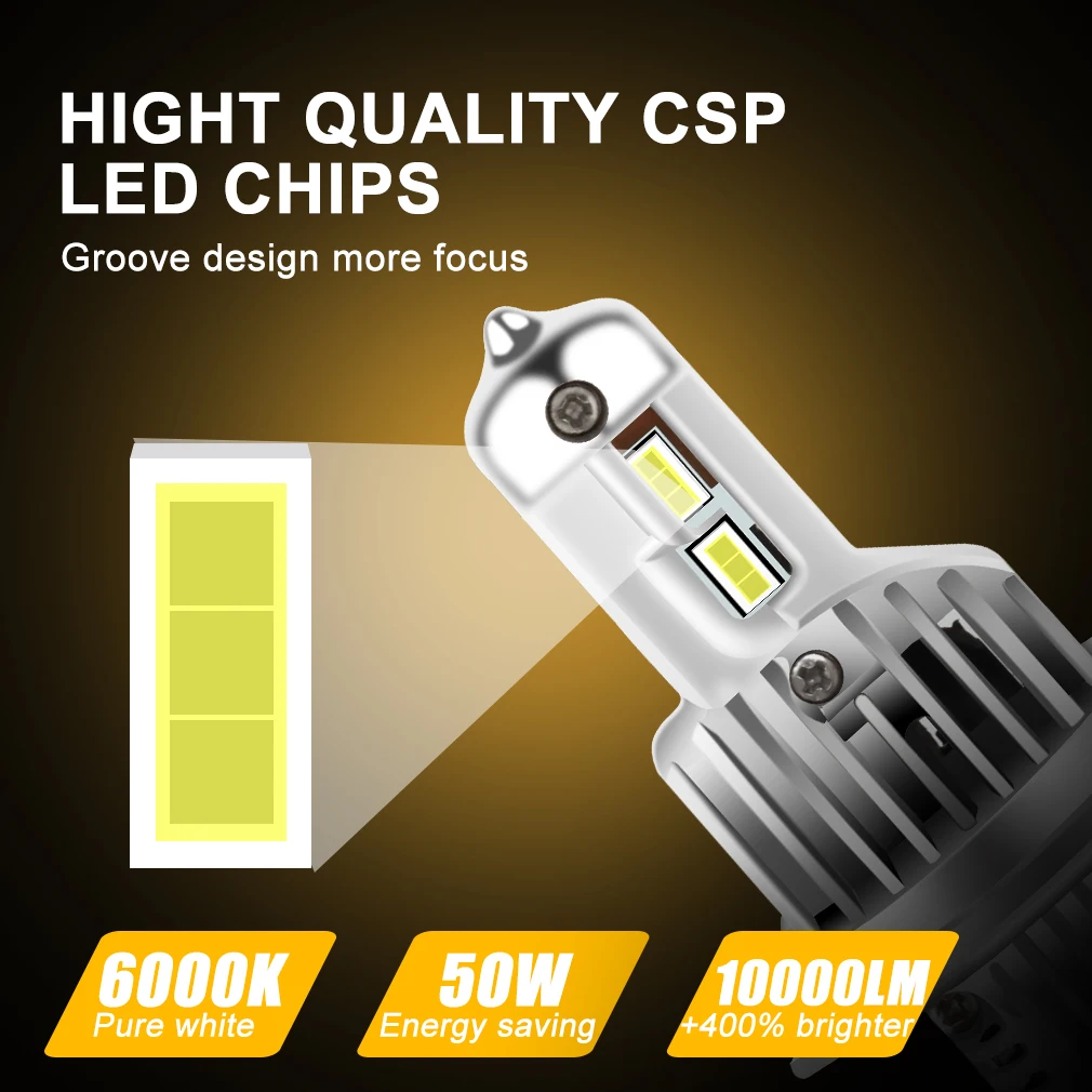 2pcs H4 H7 H11 H8 H9 9006 HB4 H1 9005 HB3 H1 H3 Car Headlight Bulb LED Lamp with CSP Chip 10000LM 50W High Power Auto Fog Lights