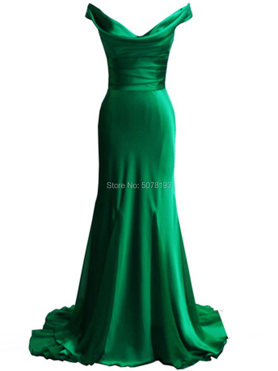 Vestido de noche largo de satén verde con cuello en V, hombros descubiertos, Natural, recto, largo hasta el suelo, Dubái, vestidos de fiesta plisados, envío gratis