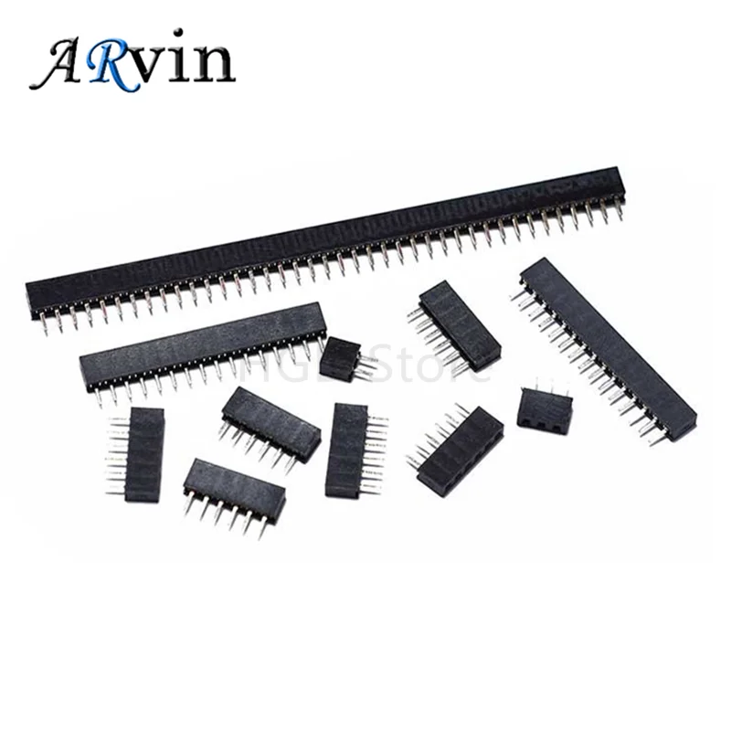 1.27mm 1.27 Pin Header Single Row Female Breakaway PCB Board Connector Pinheader 1*2/3/4/5/6/8/10/12/20-40p Plastic height 4.3mm