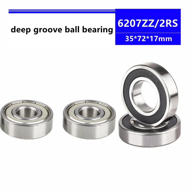 6pcs 6207ZZ 6207-2RS 35x72x17 mm shielded deep groove ball bearing 6207-2Z 6207Z 6207RS 6207 35*72*17 mm