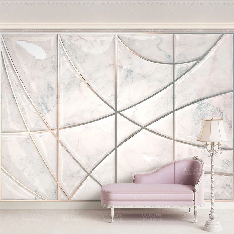 Custom Creative Marble Texture 3D Geometric Soft Pack For Living Room TV background Wall Mural Home Decor Wallpaper 3D Fresco