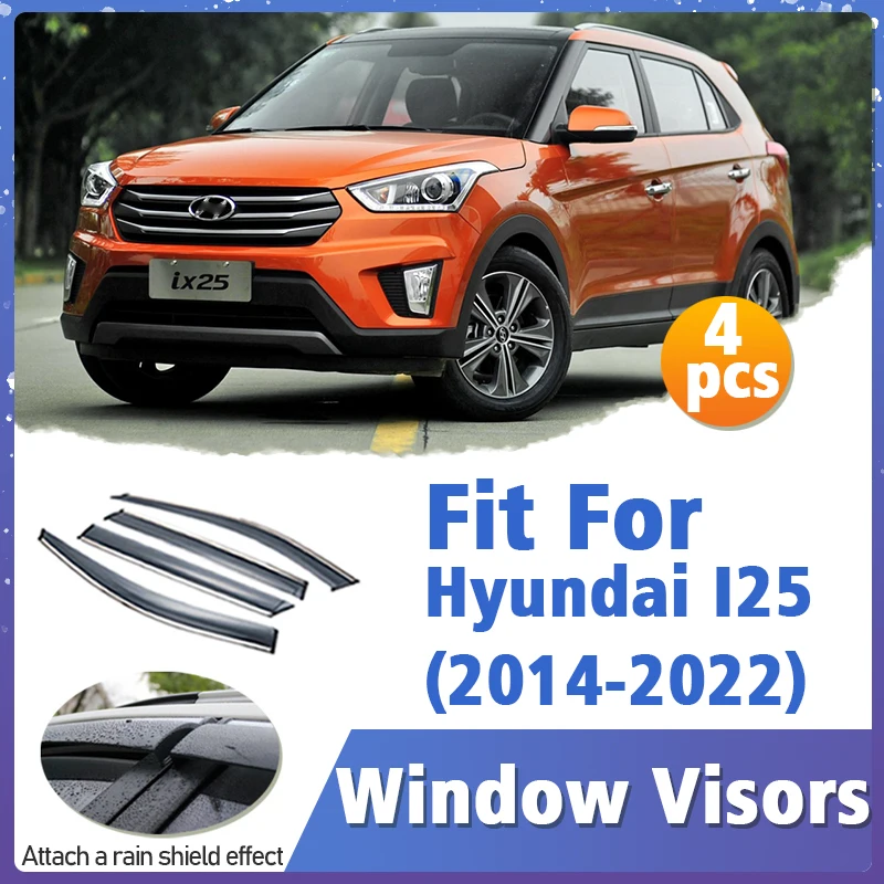 

Window Visor Guard for Hyundai I25 2014-2022 Vent Cover Trim Awnings Shelters Protection Sun Rain Deflector Auto Accessories