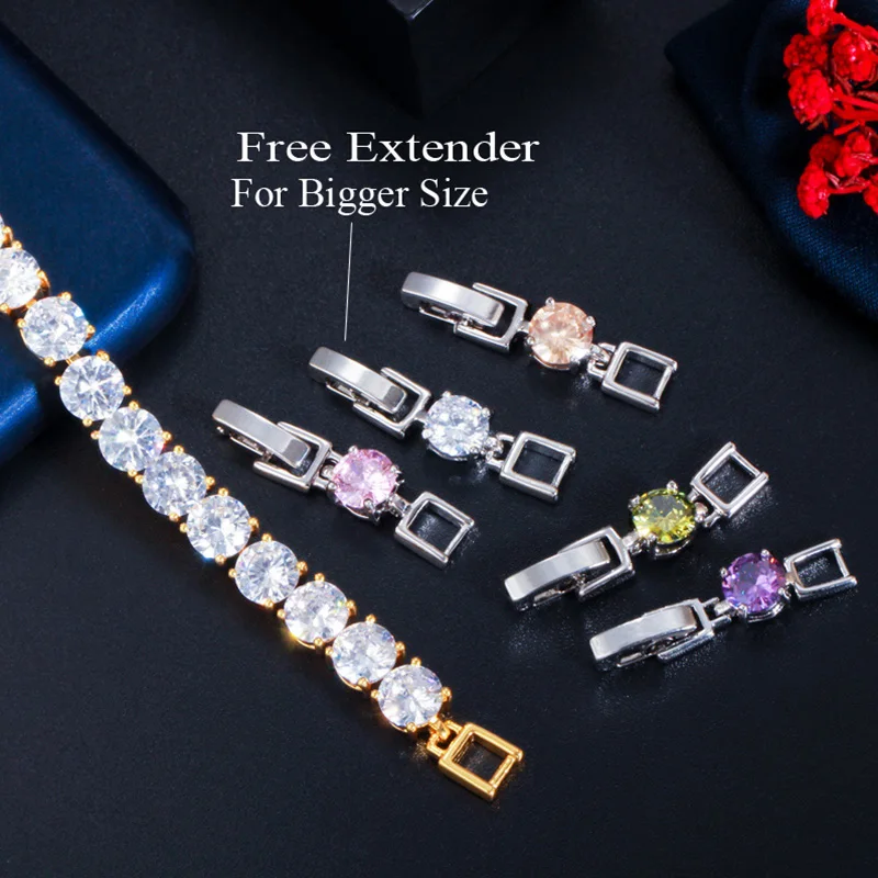 بيرا جودة عالية كسر مثلج مكعب مستدير من الزركونيوم فضي اللون المرأة موضة حفل زفاف أساور التنس للعرائس B004