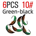 6PCS Green Size 10