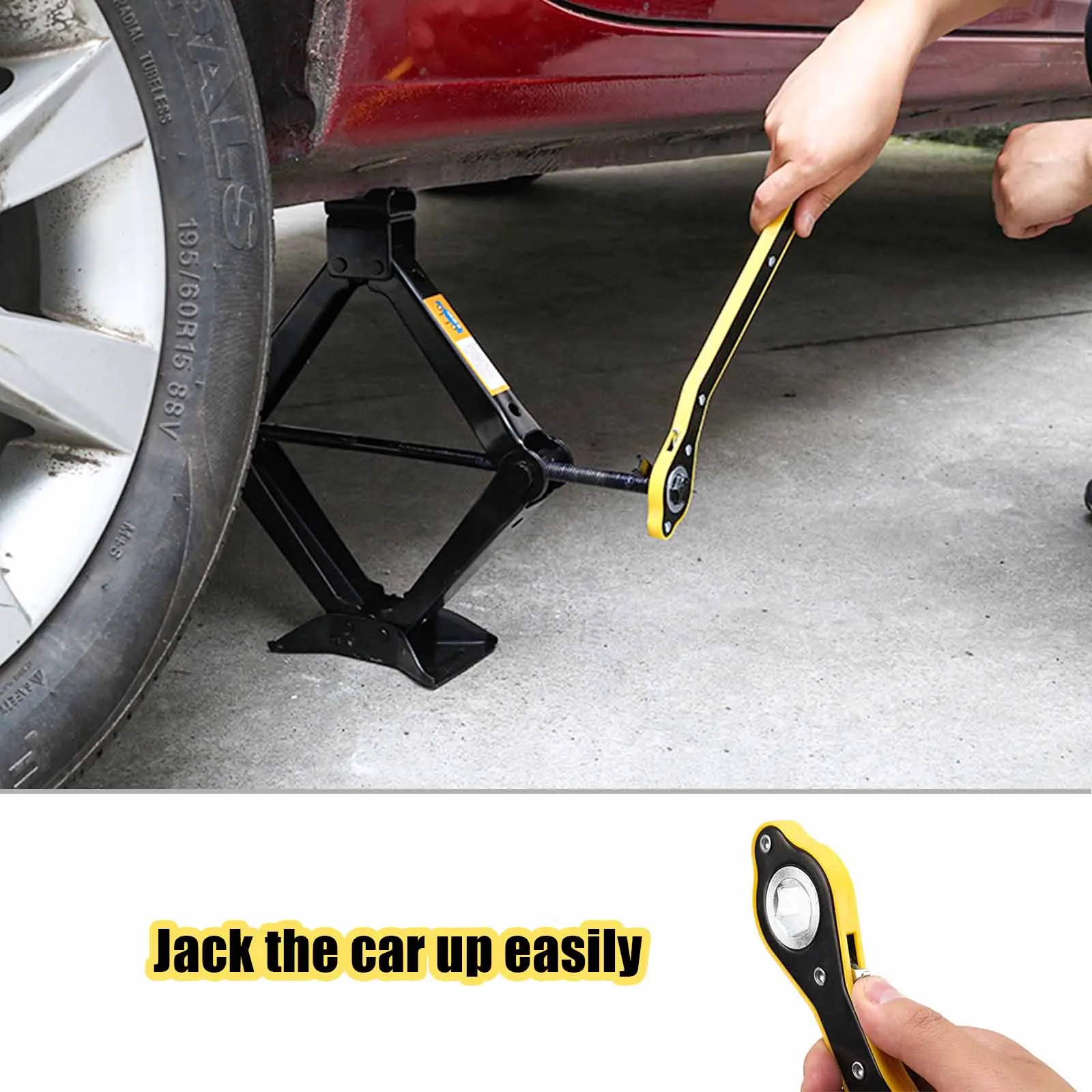 Auto Labor-saving Jack Ratchet Wrench Car Jack Lug Wrench Handle Scissor Jack Garage Tire Wheel Lug Wrench Motorcycle Car SUV