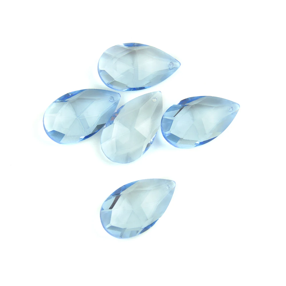 Lt.blue 38mm-76mm Chandelier Crystal Pendant Almond Teardrop Prism Lamp Parts For DIY Lighting Part Curtain Decor