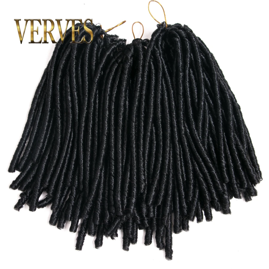 VERVES Crochet Braids Faux Locs Synthetic Braiding Hair Extension Afro Hairstyles 14inch Soft Black Faux