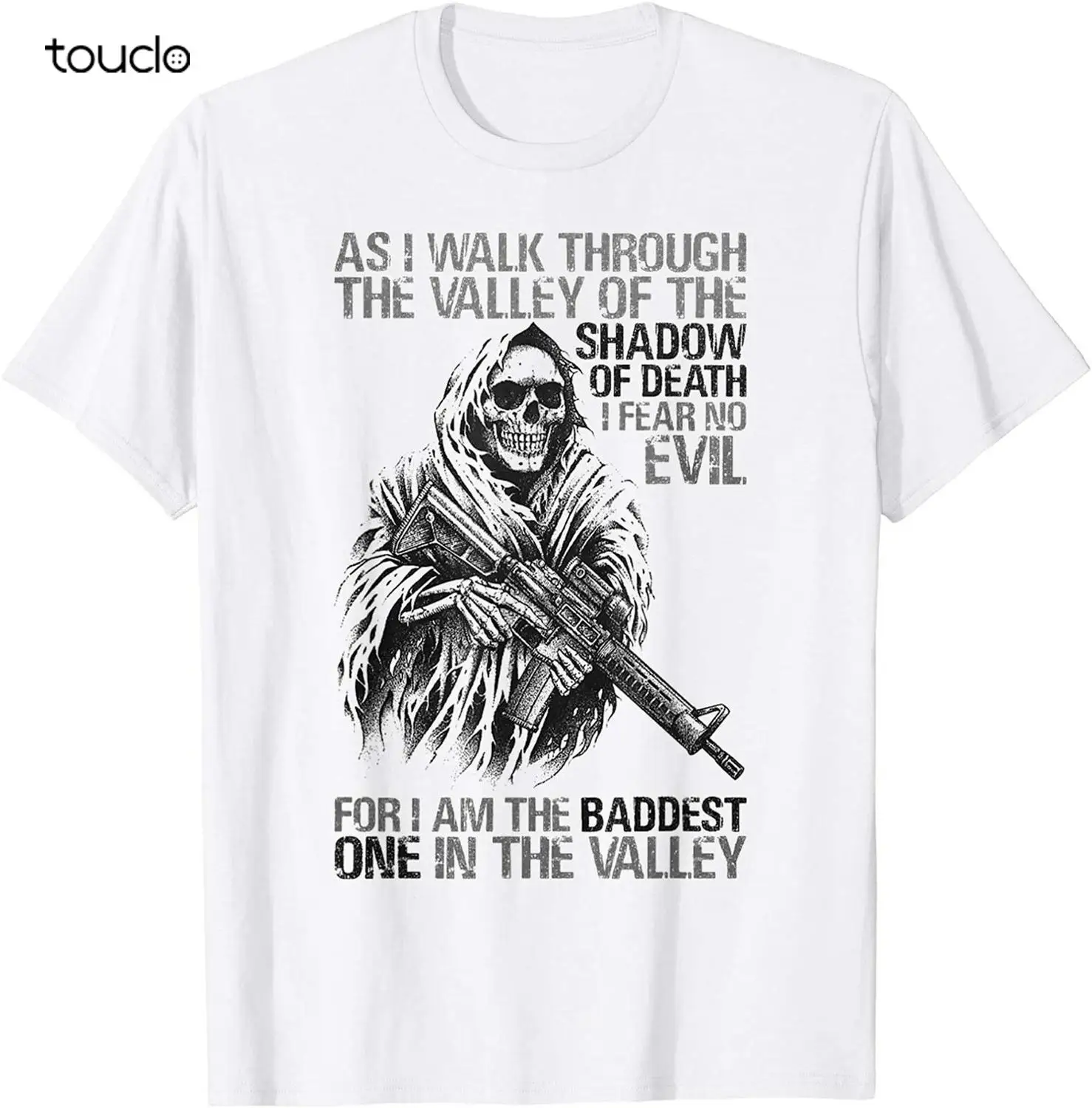 BADDEST IN THE VALLEY Skull Gun Lover Gift T-Shirt Funny Vintage Gift For Men