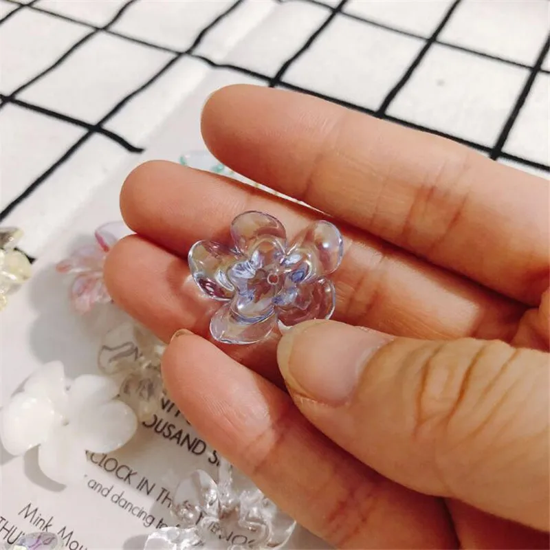 10pcs/lot new creative transparent resin flower connectors for diy fashion earrings hairclip pendant jewelry accessories