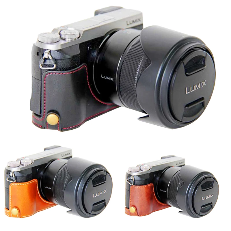 Full body Precise Fit PU leather digital camera case bag cover for Panasonic Lumic DMC-GX80 GX85 with H-FS 14 140 lens