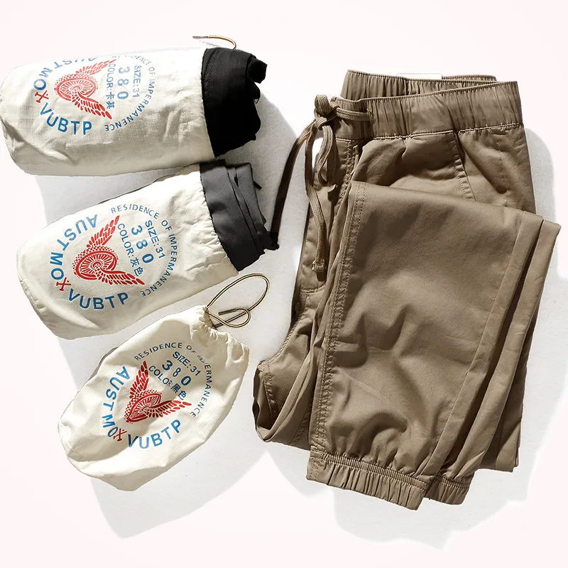 

2021 Summer New Thin Lightweight Woven Casual Pants Men's Trend Loose Elastic Waist Drawstring Quick-drying Sports Pencil Pants