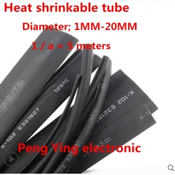 5m diameter of black heat-shrinkable tube;3.5 7 9 11 12 13 14 15 16 18mm heat shrinkable casing casing wire DIY connector repair
