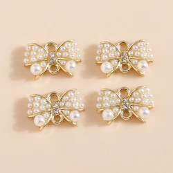 5pcs Exquisite Pearl Bowknot Charms Pendants Connector for Bracelets Necklaces Handmade DIY Jewelry Making Accessories Supply