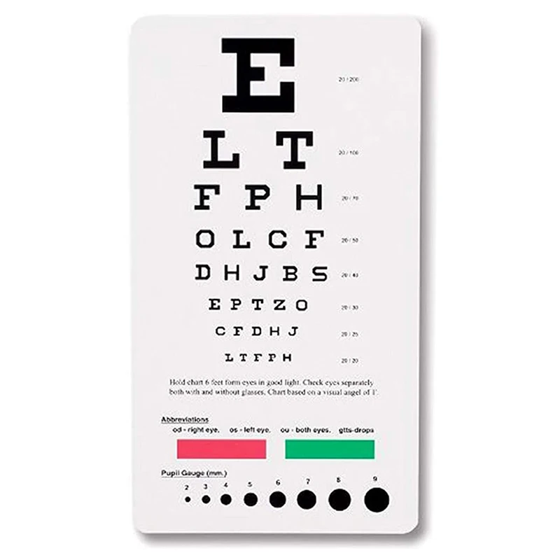 1pc PVC Standardized Eye Chart Visual Testing Chart for Hospital Home 18.5x9.8cm