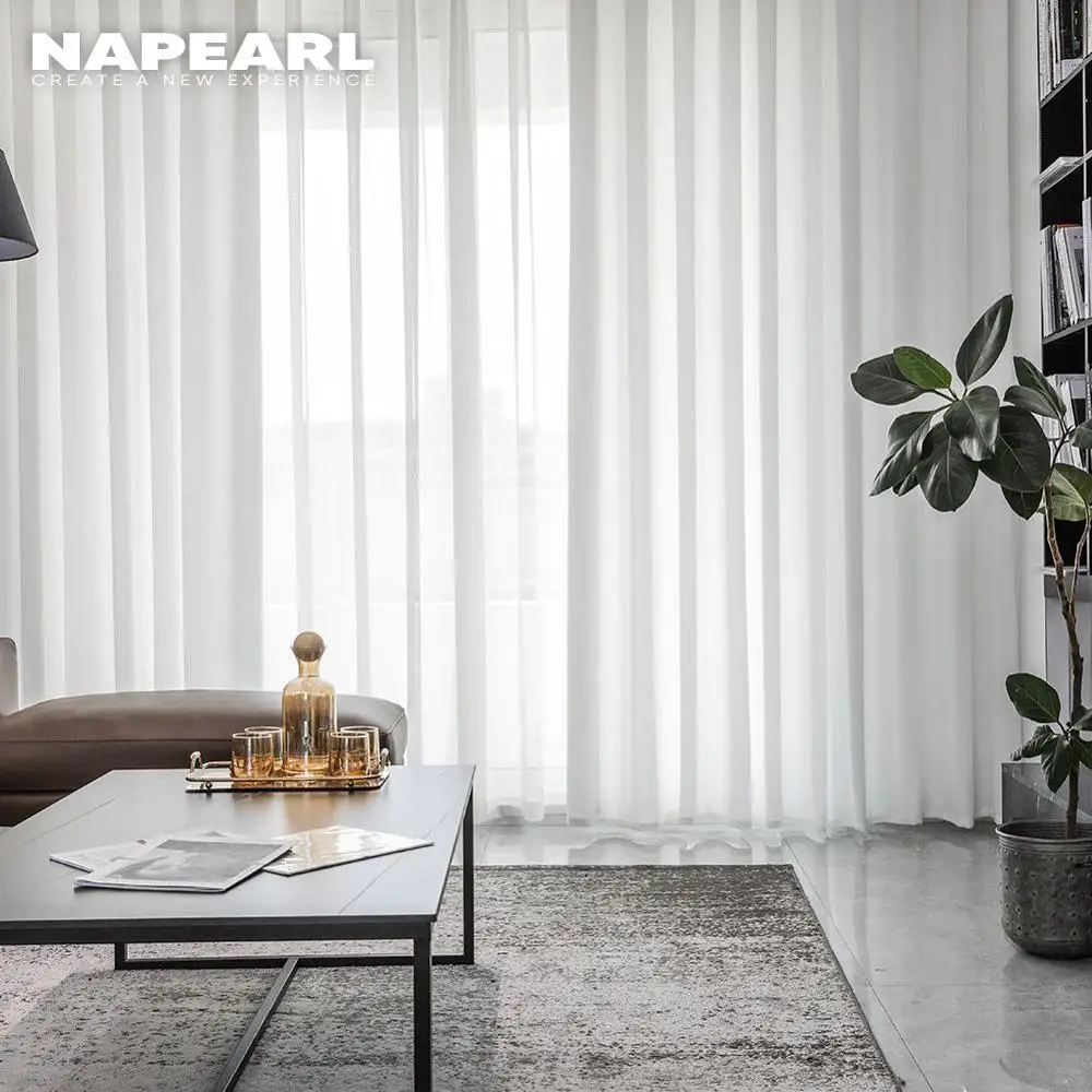 

NAPEARL White Sheer Tulle Curtains For Living Room Bedroom Hotel Window Treatment 100x270 Cheap Voile Curtain Drapery