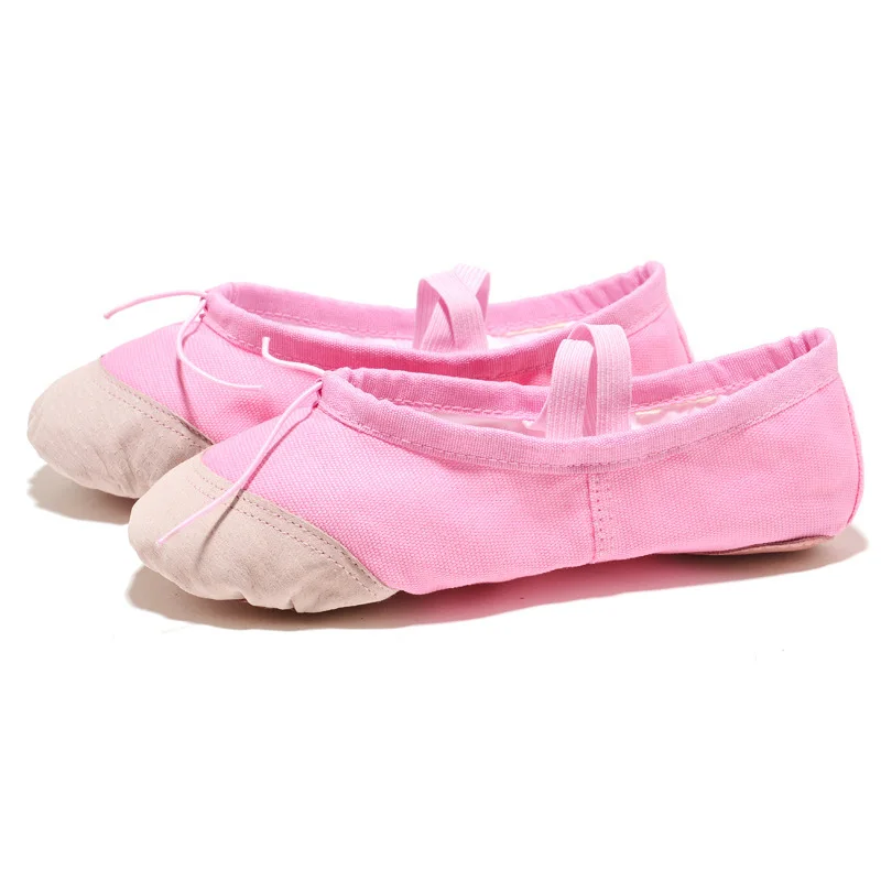 USHINE Pink Black Girls ballerinas canvas soft sole ballet dance slippers children practice ballerinas woman dance shoes