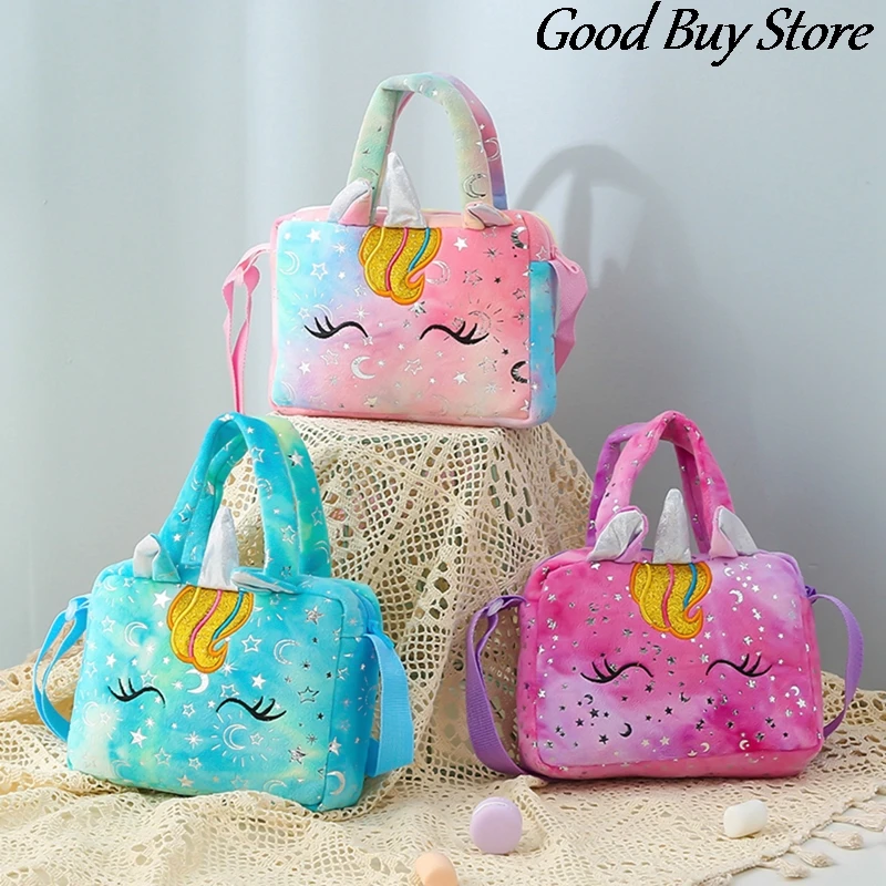 Children Unicorn Totes Soft Plush Animal Crossbody Bag Cute Handbags Girls Winter Shoulder Purse New Year Party Bags Fashion