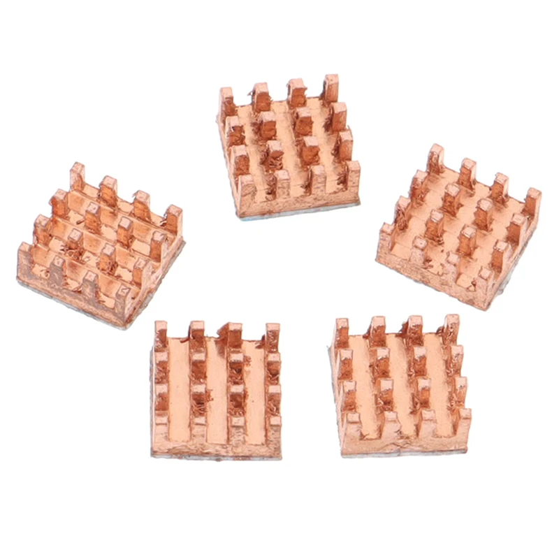 실용적인 9x9x4mm 순수 구리 방열판, 메모리 접착식 후면 냉각 쿨러 방열판, 5 개