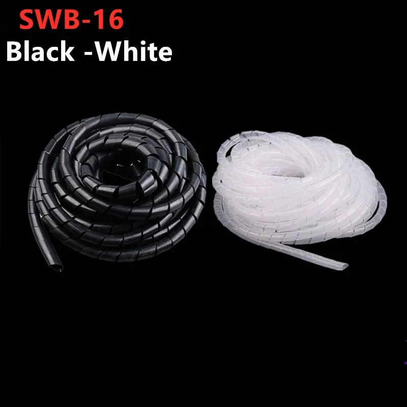 DIA.16mm Spiral Cable Wire Wrap Tube Computer Manage Cord 5M Length SWB-16