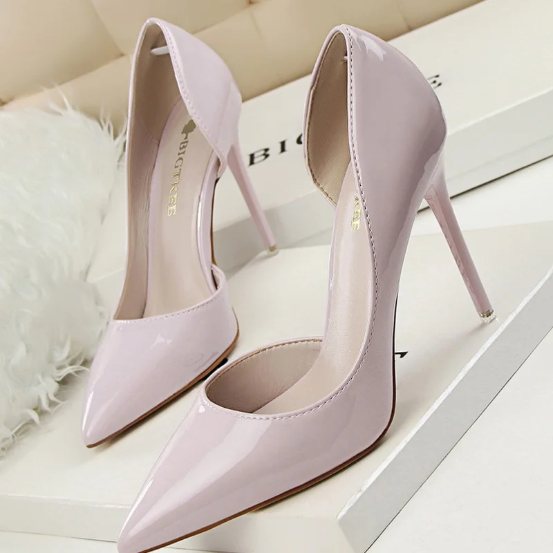 Candy Color Thin High Heels Pumps Shoes Woman Side Empty Stilettos Women Heels Shoes Party Office Wedding Shoes for Lady WSH4117