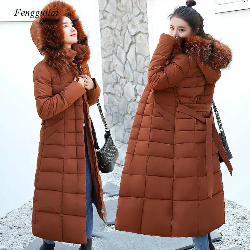 2021 Winter Womens Parkas Hooded Long Cotton Thick Padded Female Coat Women Jacket High Quality Korean Fashion Warm Outwear