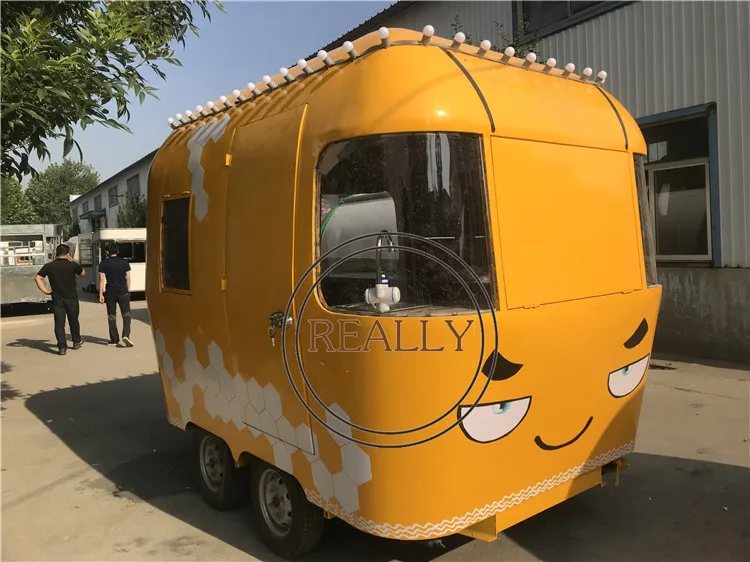 China Custom Mobile Street Fast Vending Carts Fast Food Truck Used Car Van Food Trailers with Freezer for Sale Europe