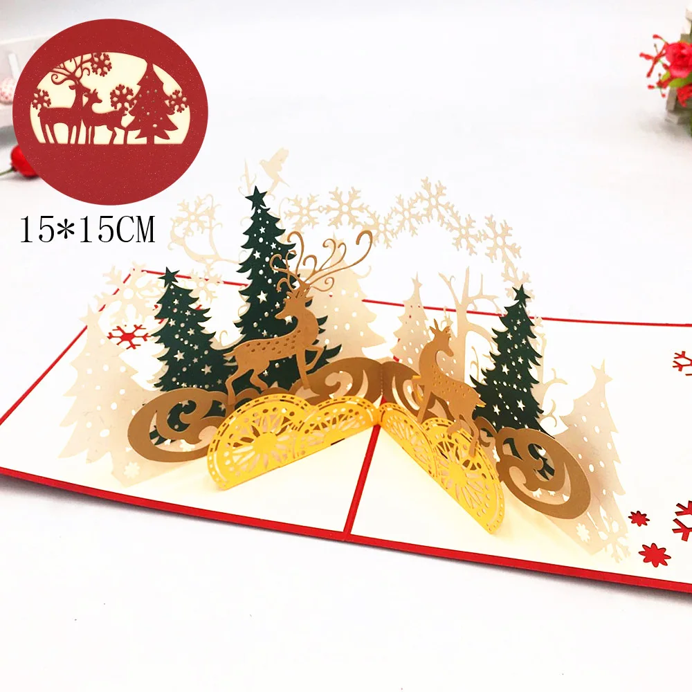 Neue 3D Pop-Up Weihnachtskarten Weihnachtsmann-Einladungskarte Partykarte Kindergeschenke Neujahrs-Dankeskarte Feiertagsgeschenk Postkarte – Detail 17