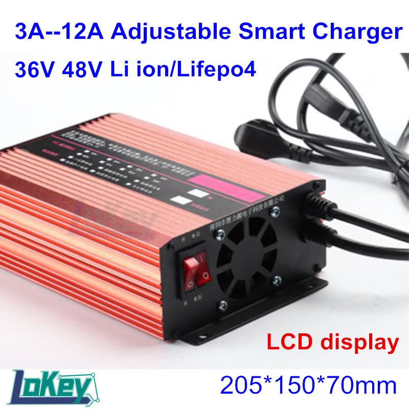 36V 3A 5A 7A 9A 10A 12A Adjust Charger LCD Display for 10S 12S 42V 43.8V lithium lipo lifepo4 batterys caricabatterie cargador