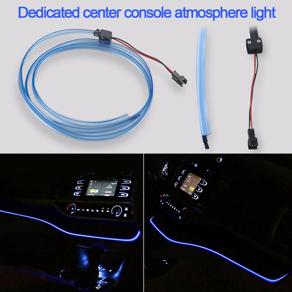 LED Car Console Center Atmosphere Decoration Blue Strip Dashboard Ambient Light For Highlander 2015 2016 2017 2018 2019 2020