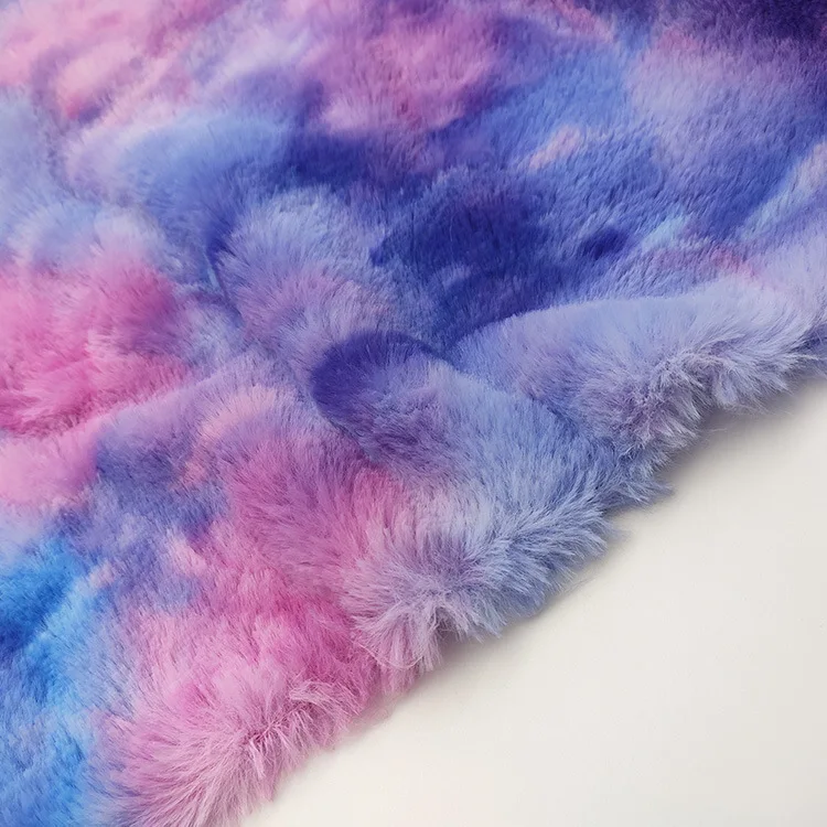 Tie-dyed Rainbow Rabbit Hair Velvet Plush Fabric, Polyester, DIY Sewing, Fashion, Coat, Toy, Pillow, Pet Nest, Flannel Cloth