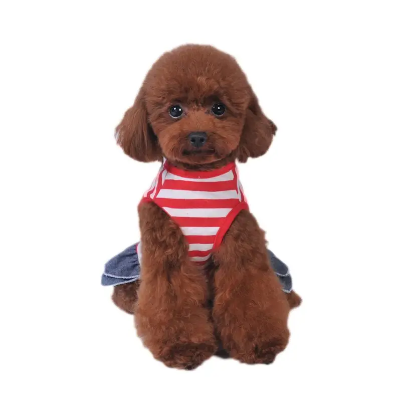 Summer Dress for Dog Pet Stripe Dress Tutu Denim Dress Pet Dog Jean Clothes Pet Outfits Small Medium Dog Chihuahua Wedding Skire