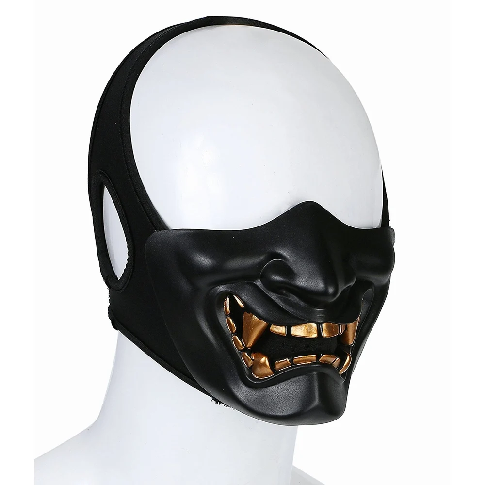 Masque de paintball de samouraï tête de mort, demi-visage, équipement de wargame, costume d\'Halloween, cosplay, masque de chasse