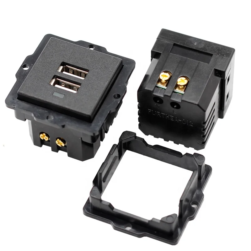 Soket Daya AC USB Tertanam Desktop Wadah DC Pengisian Daya Modul Panel Outlet 5V 220V dengan Indikator LED