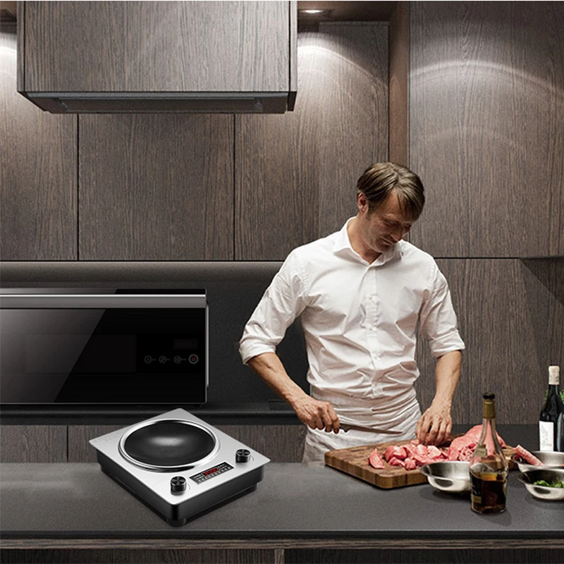 3000 واط ترقية مقعرة التعريفي طباخ المنزلية مقعرة أسفل مقلاة الطبخ موقد البطارية التجارية المتكاملة