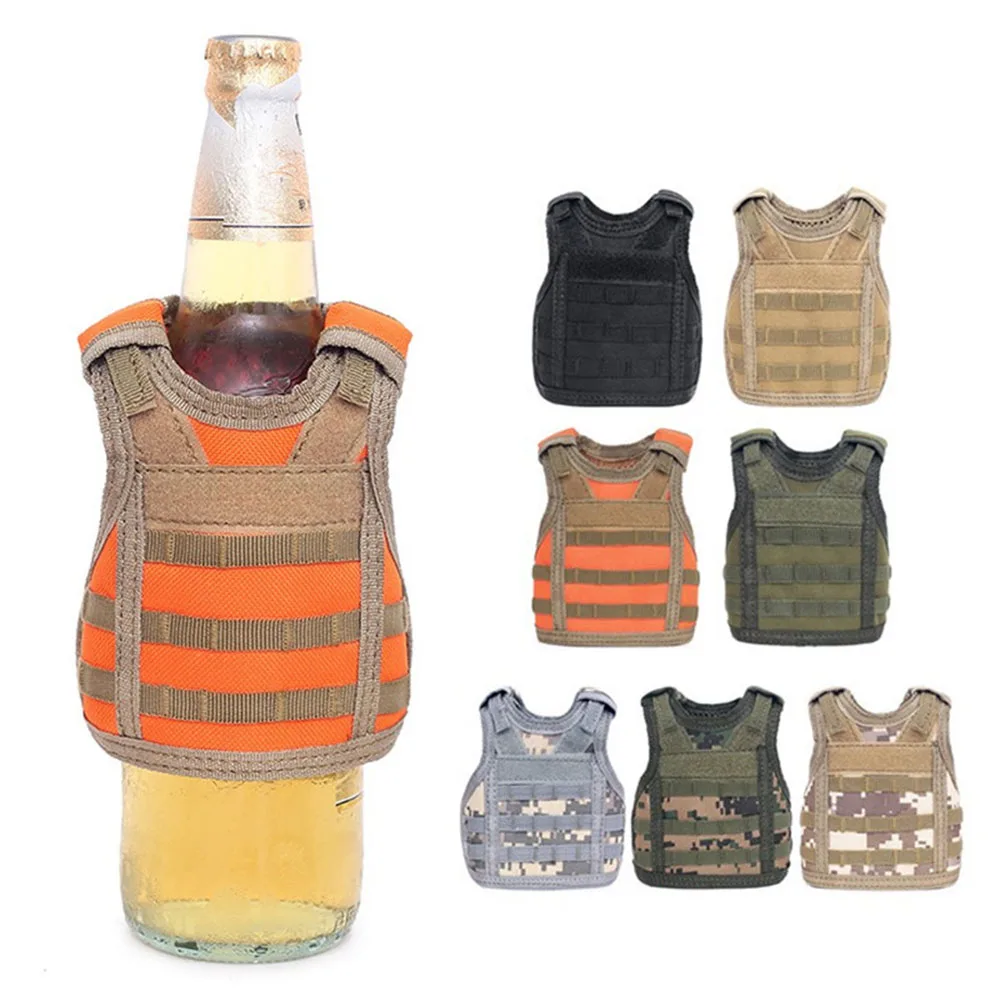 Tactical Christmas Beer Bottle Beer Vest Cover Military Mini Molle Vest Personal Bottle Drink Set Adjustable Shoulder Straps