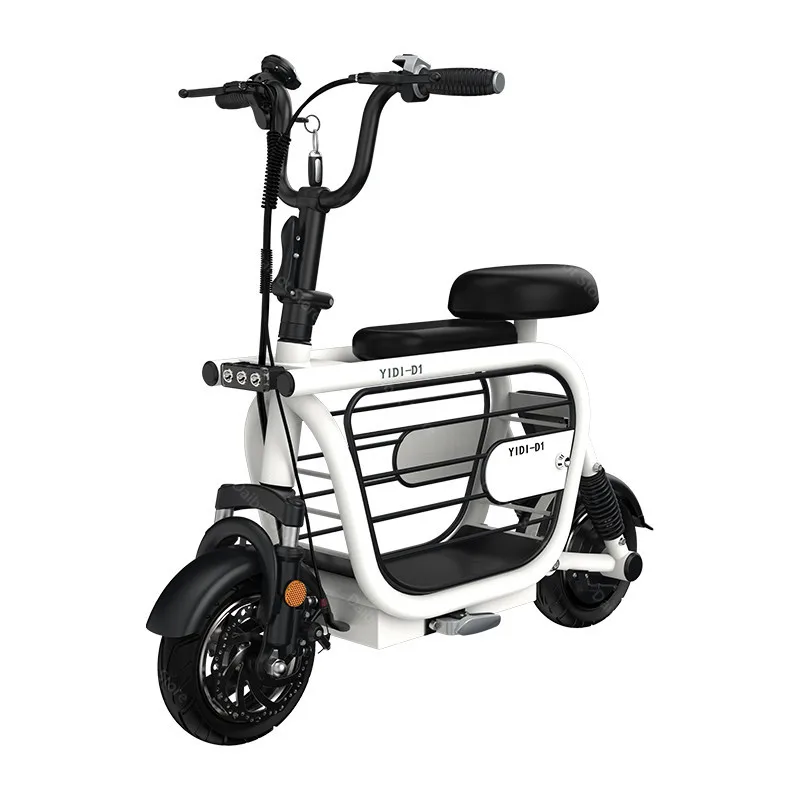 New Portable Foldable Electric Scooter With 2 Seats 2 Wheels For Girls And Women 400W 48V Family Mobility Scooter For Adults