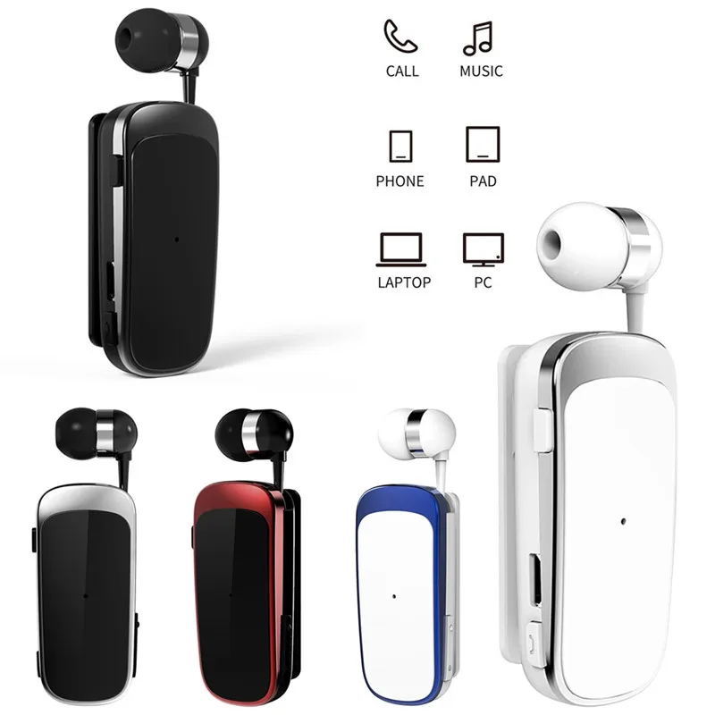 Wireless Earphone Noise Cancelling Driving Headphone Clip-on Headset Handsfree w/ Microphone for Android iOS Phones