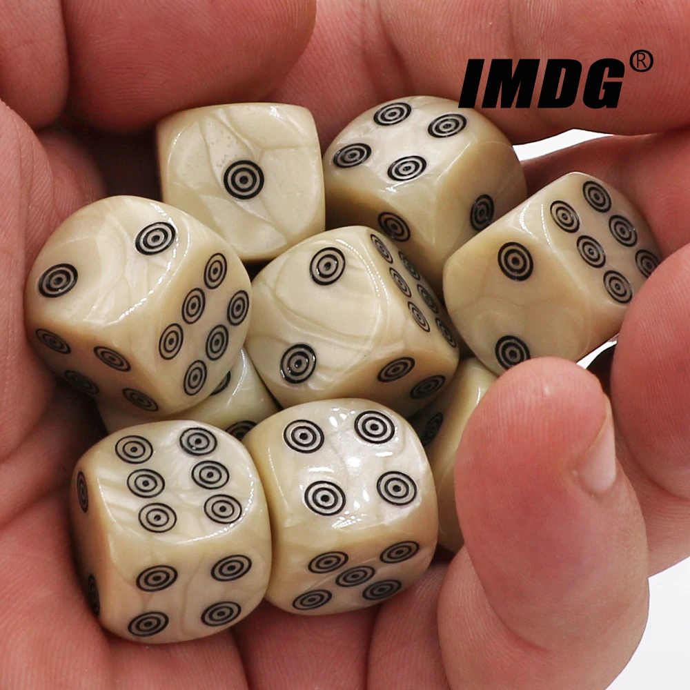 Dados de marfil acrílico, cubos redondos de fiesta de entretenimiento, accesorios Mahjong, 16mm, 10 unids/lote por paquete