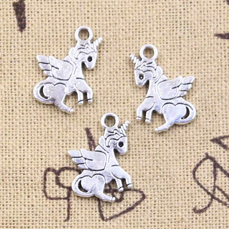 30pcs Charms Unicorn Horse 18x13mm Antique Silver Color Pendants DIY Crafts Making Findings Handmade Tibetan Jewelry