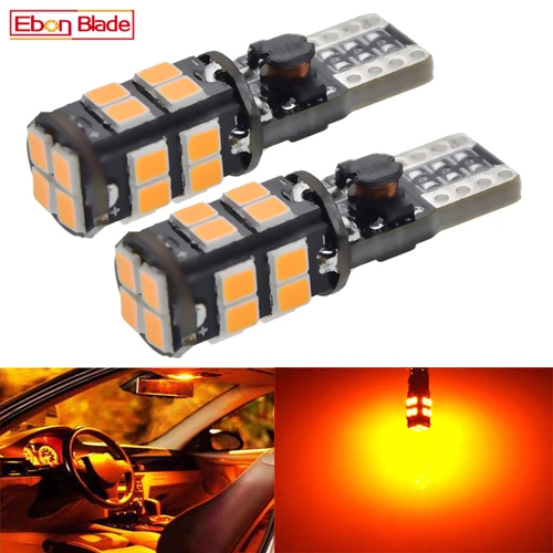 Lámpara LED de señal para coche y camión T10 W5W, Bombilla de marcador de cuña lateral Interior sin errores, ámbar, naranja, Canbus, 12V, 24V, 30V, 2 uds.