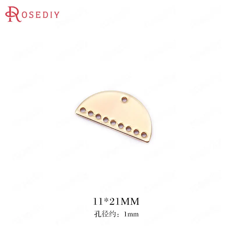 

(F257)10 pieces 11*21mm Hole 1mm High Quality Gold Color Brass Half Round Shape Charms Diy Jewelry Findings Accessories